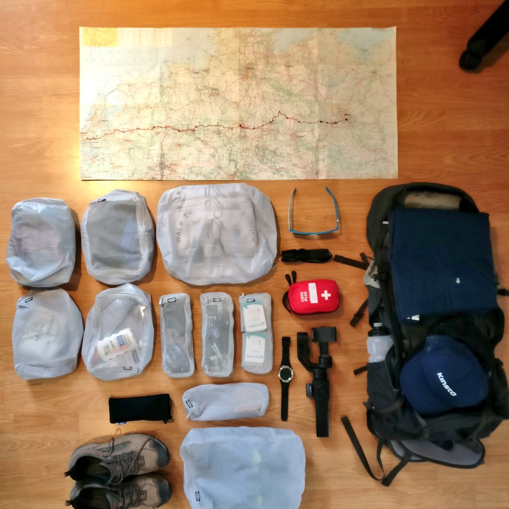 Picture with all gear I'm bringing on my wallking trip to Berlin.